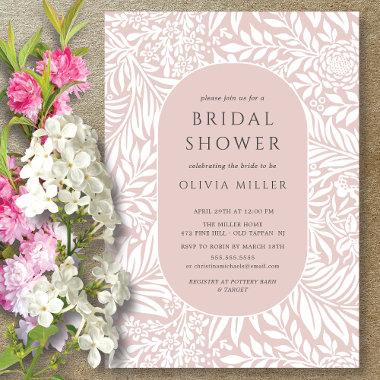 Blush Leaf Floral Bridal Shower Invitations