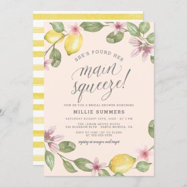 Blush | Lemon Wreath Main Squeeze Bridal Shower Invitations