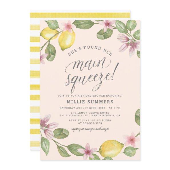 Blush | Lemon Wreath Main Squeeze Bridal Shower Invitations