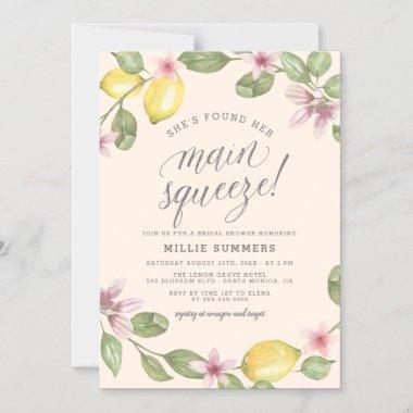 Blush | Lemon Wreath Main Squeeze Bridal Shower Magnetic Invitations