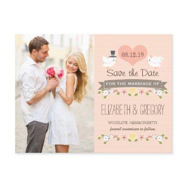 BLUSH LOVE BIRDS DOVE SAVE THE DATE ANNOUNCEMENT POSTInvitations