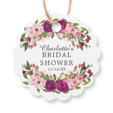 Blush Marsala Floral Bridal Shower Favor Gift Tag