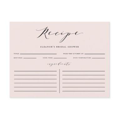 Blush Minimalist Script Bridal Shower Recipe Invitations