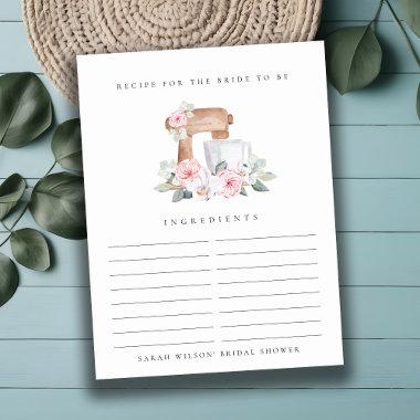 Blush Mixer Floral Recipe Request Bridal Shower PostInvitations