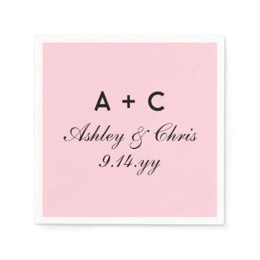 Blush Modern Personalized Wedding Reception Favor Napkins
