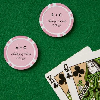 Blush Modern Personalized Wedding Reception Favor Poker Chips