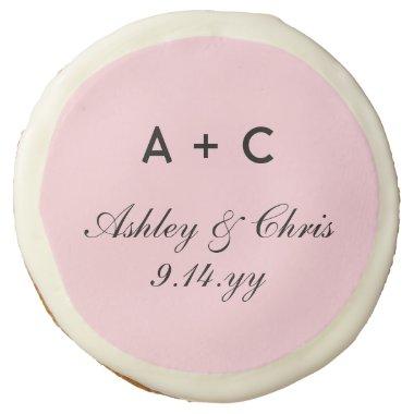Blush Modern Personalized Wedding Reception Favor Sugar Cookie