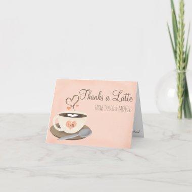 Blush Monogram Heart Coffee Cup Wedding Thank You