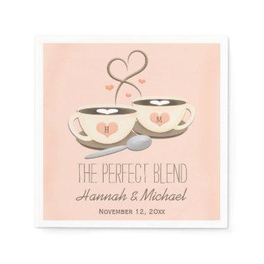 Blush Monogrammed Heart Coffee Cups Wedding Paper Napkins