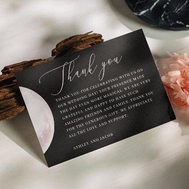 Blush Moon | Elegant Black Wedding Script Design Thank You