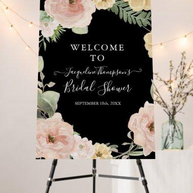 Blush n Black Floral Watercolor Rose Gold Bridal F Foam Board