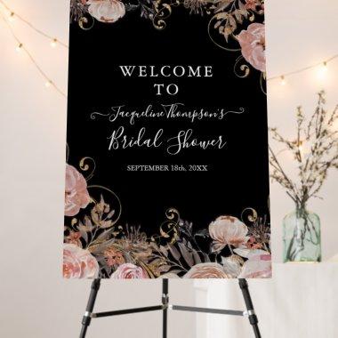 Blush n Black Floral Watercolor Rose Gold Bridal Foam Board