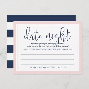 Blush & Navy Bridal Shower Date Night Invitations