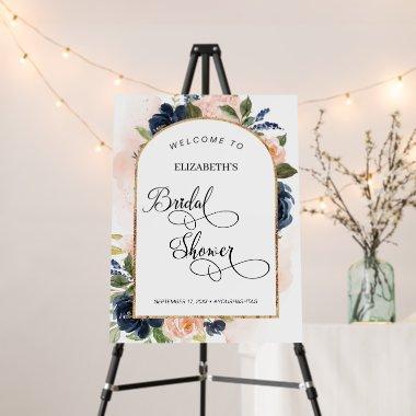 Blush Navy Floral Arch Frame  Welcome Foam Board