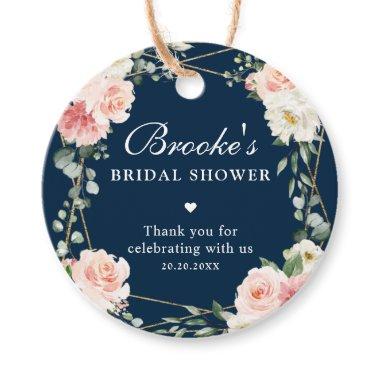 Blush Navy Floral Gold Bridal Shower Thank you  Favor Tags