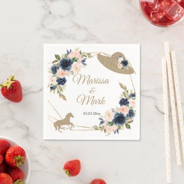 Blush & Navy Kentucky Derby Wedding Napkins