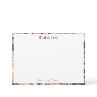 Blush Navy Watercolor Floral Custom Bridal Shower Thank You Invitations