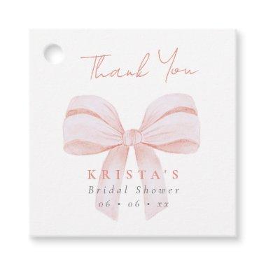 Blush Oversize Bow Bridal Shower Thank You Favor Tags