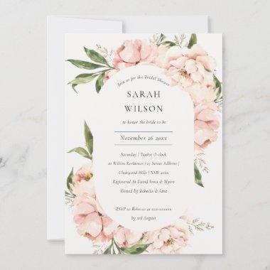 Blush Peach Floral Capsule Bridal Shower Invite