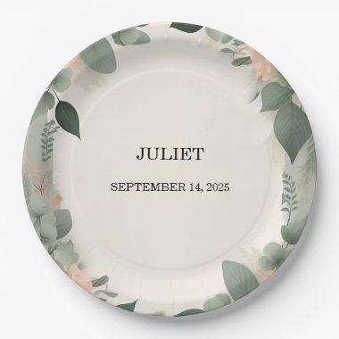 Blush Peach Mint Moss Sage Green  Paper Plates
