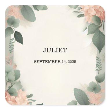 Blush Peach Mint Moss Sage Green  Square Sticker