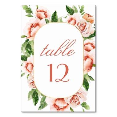 Blush Peach Romantic Summer Floral   Table Number