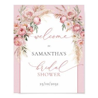 Blush peonies pampas arch  welcome Poster
