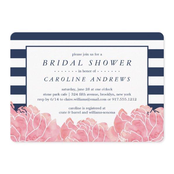 Blush Peony and Navy Stripe