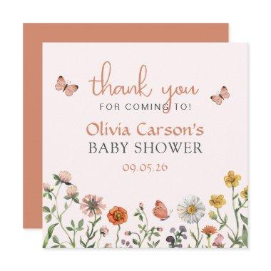 Blush Pink A Little Wildflower Floral Baby Shower Thank You Invitations