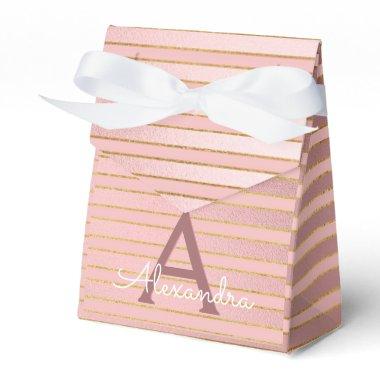 Blush Pink and Gold Foil Monogram - Add Your Name Favor Boxes