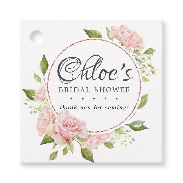 Blush Pink and Gold Frame Thank You Bridal Shower Favor Tags