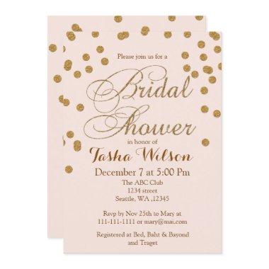 Blush Pink and Gold Glitter  Invite