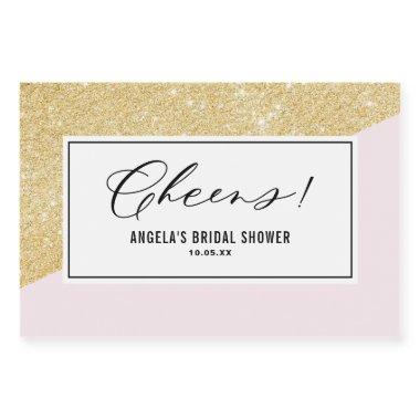 Blush Pink and Gold Glitter Cheers  Sparkling Wine Label
