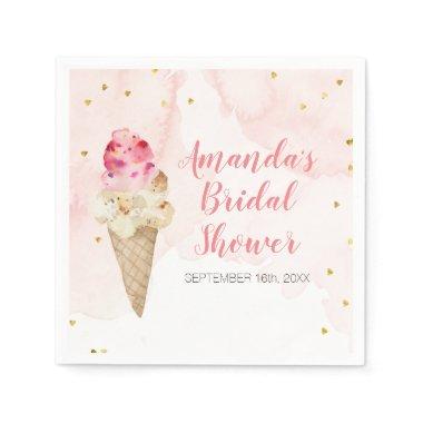 Blush Pink and Gold Ice Cream Bridal Shower Napkins
