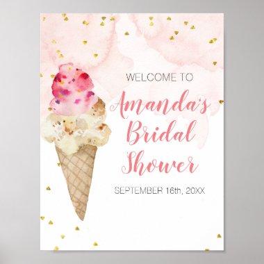 Blush Pink and Gold Ice Cream Bridal Shower Poster