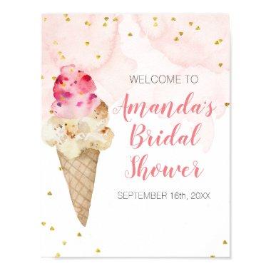 Blush Pink and Gold Ice Cream Bridal Shower Poster