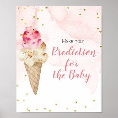 Blush Pink and Gold Ice Cream Predictions for baby Poster