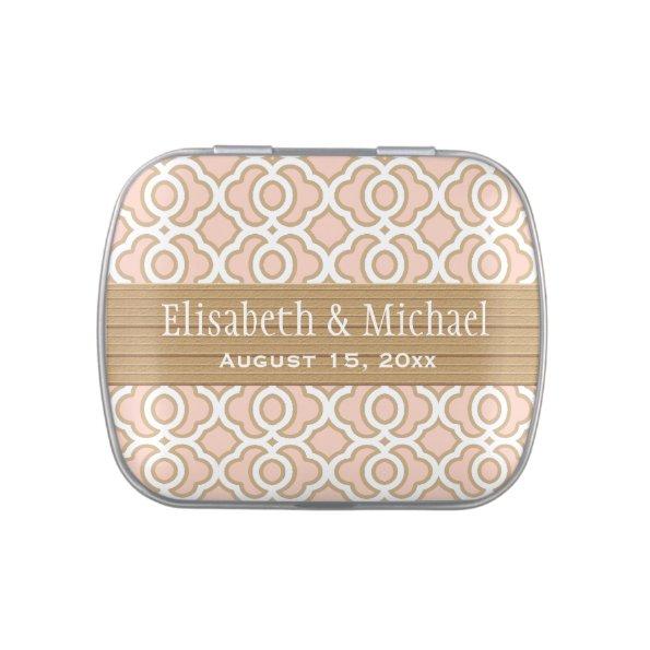 Blush Pink and Gold Moroccan Wedding Favor Jelly Belly Candy Tin