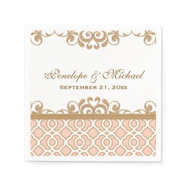 Blush Pink and Gold Moroccan Wedding Paper Napkins