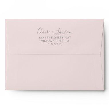 Blush Pink and Gray Wedding Invitations Envelope