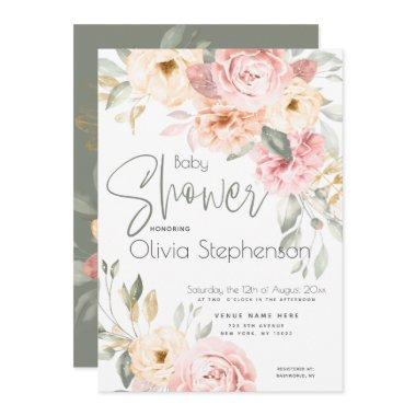 Blush Pink and Ivory Floral Baby Shower