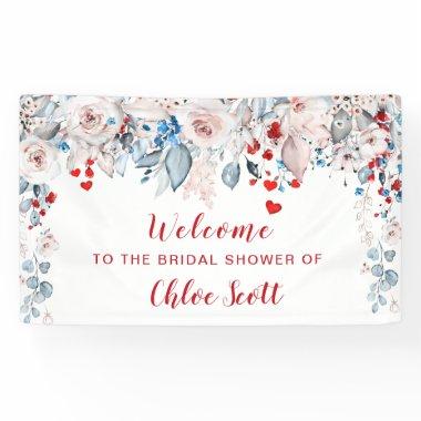Blush Pink and Red Floral Bridal Shower Welcome Banner