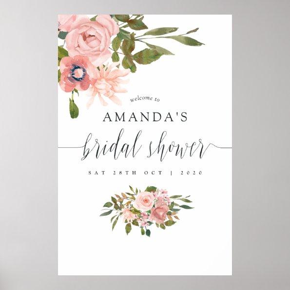 Blush Pink and Rose Gold Bridal Shower Welcome Poster