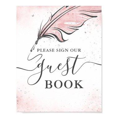 Blush Pink and Silver Guest Book Tabletop Sign