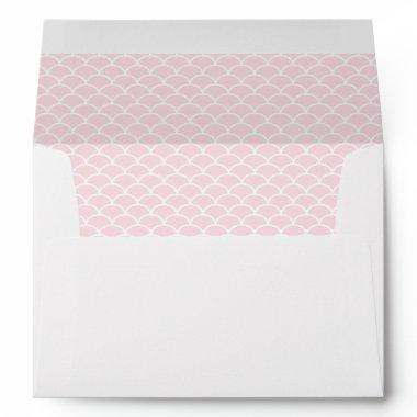 Blush Pink and White Shell Pattern Lined Envelope