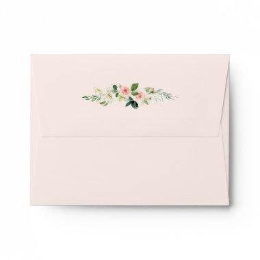 Blush Pink Bloom Pre-Printed Address RSVP Envelope