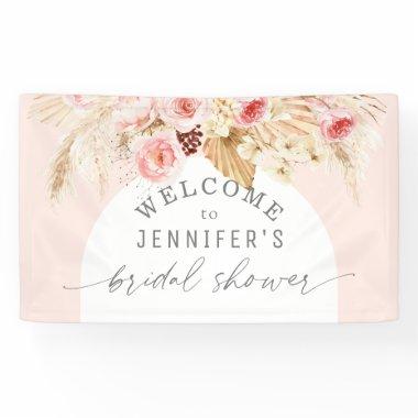 Blush pink Boho Arch Floral Pampas Bridal Shower Banner