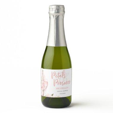 Blush Pink Boho Petals and Prosecco Floral Sparkling Wine Label