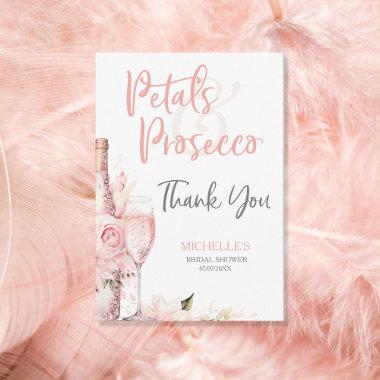 Blush Pink Boho Petals and Prosecco Floral Thank You Invitations