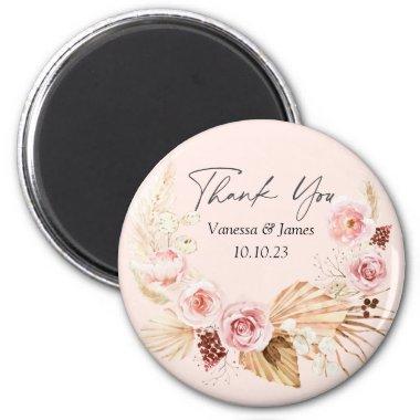 Blush PInk Boho Watercolor Floral thank you Magn Magnet
